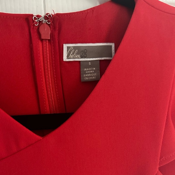 Chelsea 28 Red Peplum Hemline Ruffled Sleeve Racer Back Dress - Picture 9 of 9